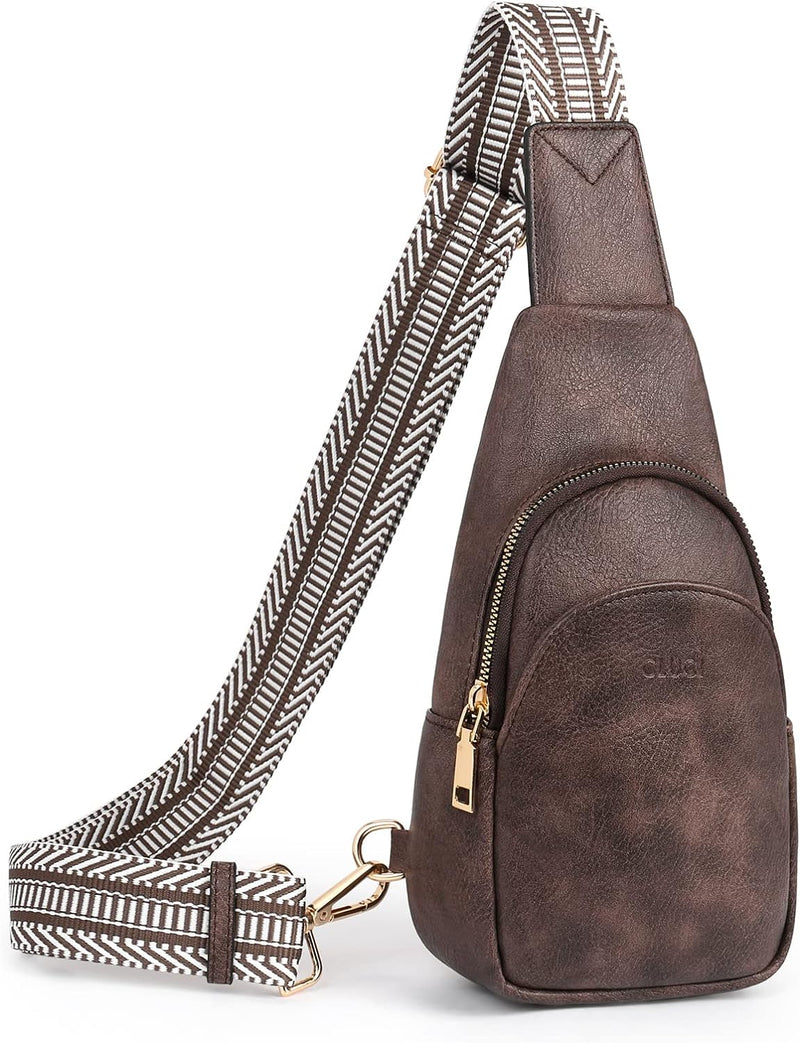 CLUCI Sling Bag Klein Brusttasche, Damen PU Leder Crossbody Umhängetasche Bauchtasche für Reisen, Ei