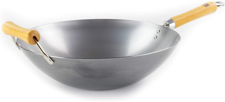 School of Wok "Wok Star Carbon Stahl Wok, Silber, 35,6 cm Einzelbett, Einzelbett