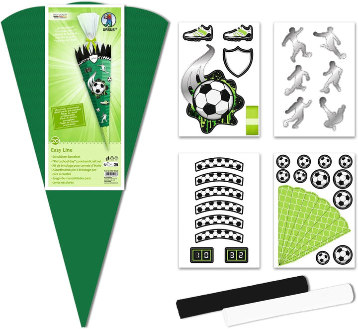 CREATIV DISCOUNT Schultüten-Bastelset Easy Line, inkl. Zubehör & Anleitung, 68 cm (Dunkelgrün, Fussb