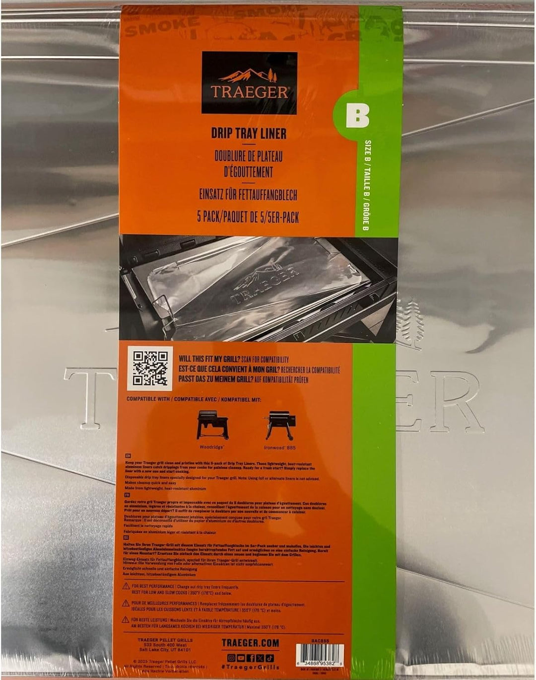 Traeger Ablaufblech Schutzfolie für Ironwood 885 und Woodridge - 5er Pack - Size B - BAC855