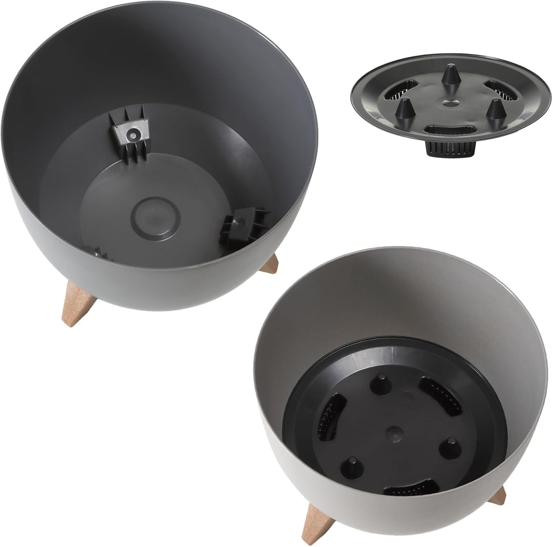 MELTOM Blumentopf Schale mit Füssen Einsatz Kräutertopf Übertopf Pflanzschale Eco Recycled Anthrazit