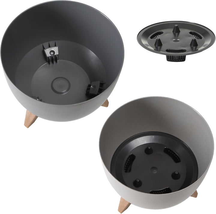 MELTOM Blumentopf Schale mit Füssen Einsatz Kräutertopf Übertopf Pflanzschale Eco Recycled (Anthrazi