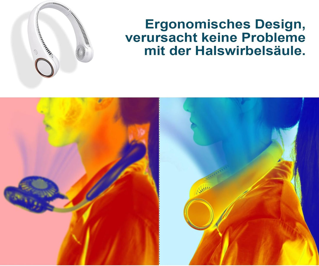 CIVPOWER Tragbarer Hals-Ventilator, händefrei, blattloser Ventilator, 360°-Kühlung, persönlicher Ven