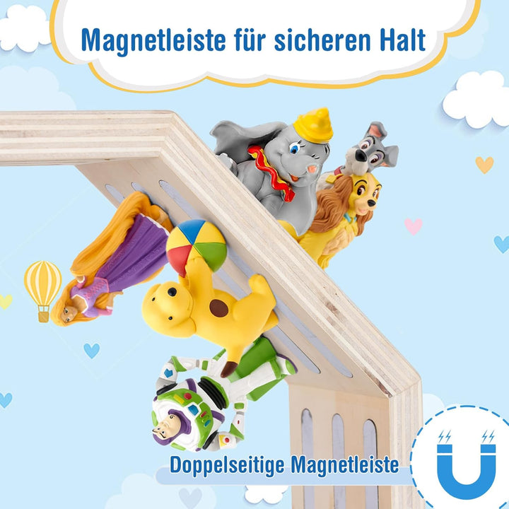 Todeco Tonie-Regal für Toniebox Hörfiguren, Magnetische Aufbewahrung für 60-70 Tonie, Wandregal und