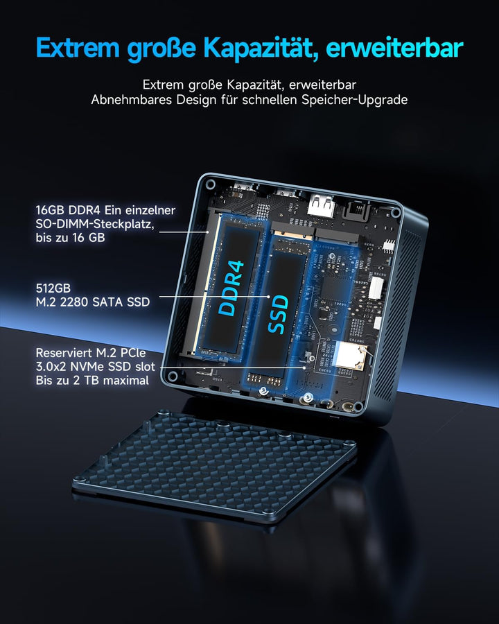 BMAX Mini PC B4Turbo Intel N150 13th Generation Twin Lake (Beat N100/N95, 4C/4T, bis zu 3,6 GHz) 16G