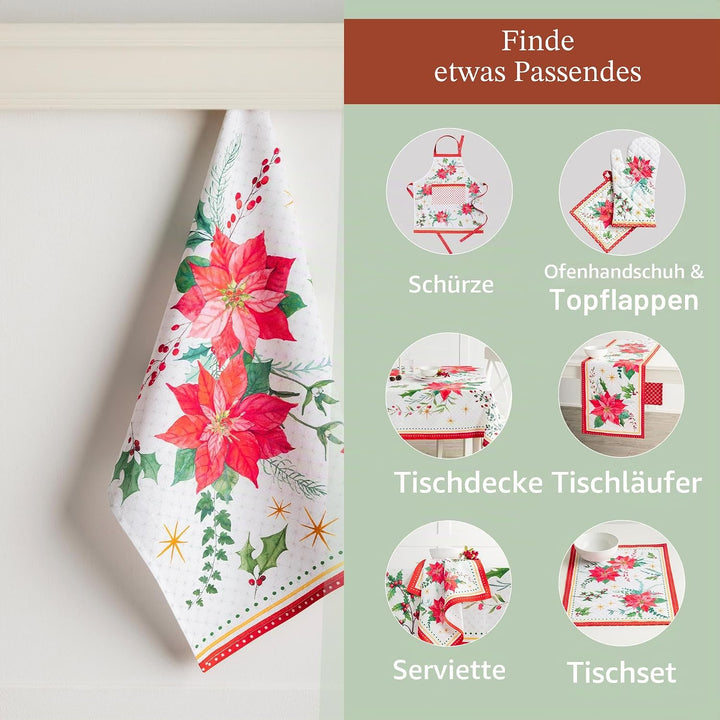 Maison d'Hermine Küchenhandtücher 3er-Set 100% Baumwolle 70 cm x 50 cm Wiederverwendbare Geschirrtüc