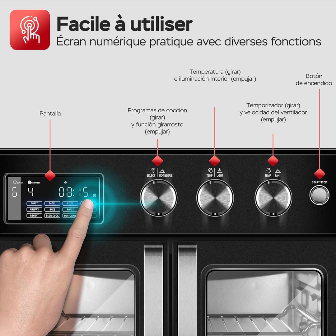 TurboTronic Mini Backofen - 4in1 Heissluftofen und Heissluftfritteuse XXL Version 32L inkl. Drehspie