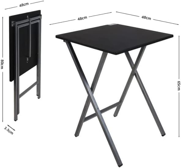 D'CASA Klapptisch, quadratisch, Schwarz, 48 x 48 x 65 cm