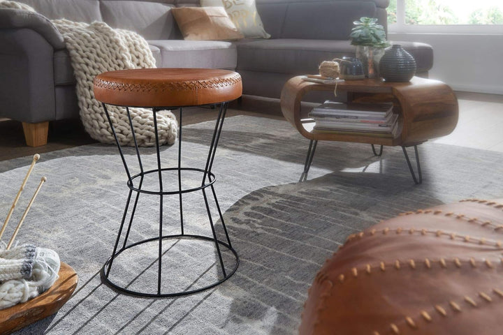 KADIMA DESIGN Industrial Sitzhocker, Sicherer Sitzkomfort in extravagantem Echtleder