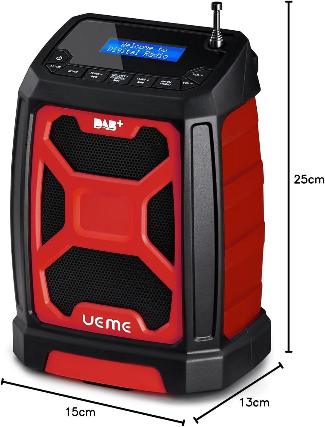 Baustellenradio Mit Akku Aufladbar (6000mAh), Tragbares DAB+/FM Radio, Bluetooth Lautsprecher &amp; Dual