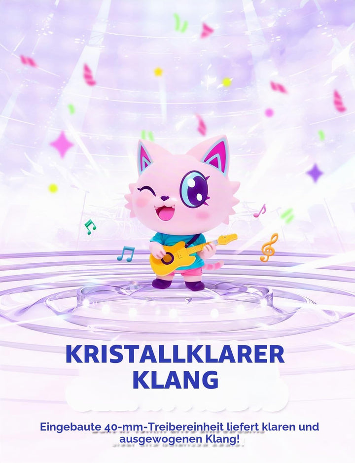 iClever USB Typ C Kinder Kopfhörer, LED Beleuchtetes Katzenohr, 85dBA Sichere Lautstärke, Stereo Sou