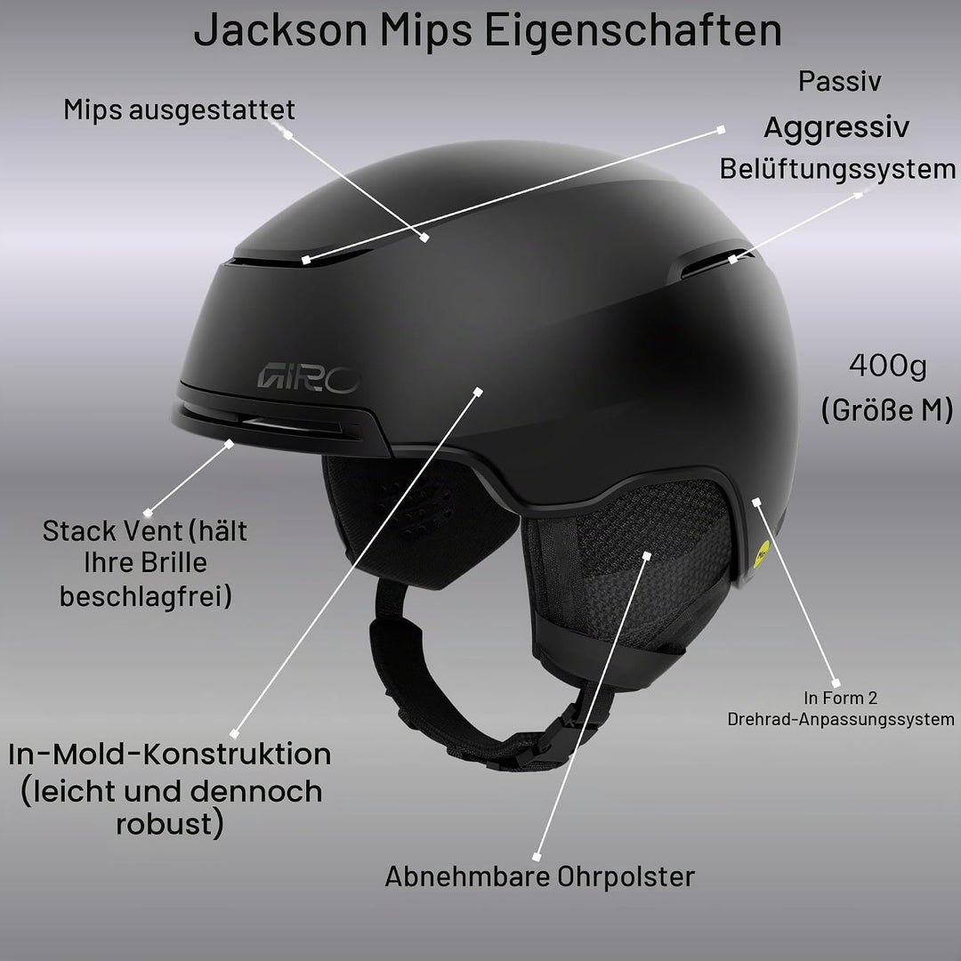 Giro Herren Jackson MIPS Ski-/Snowboardhelm M Matte Black, M Matte Black