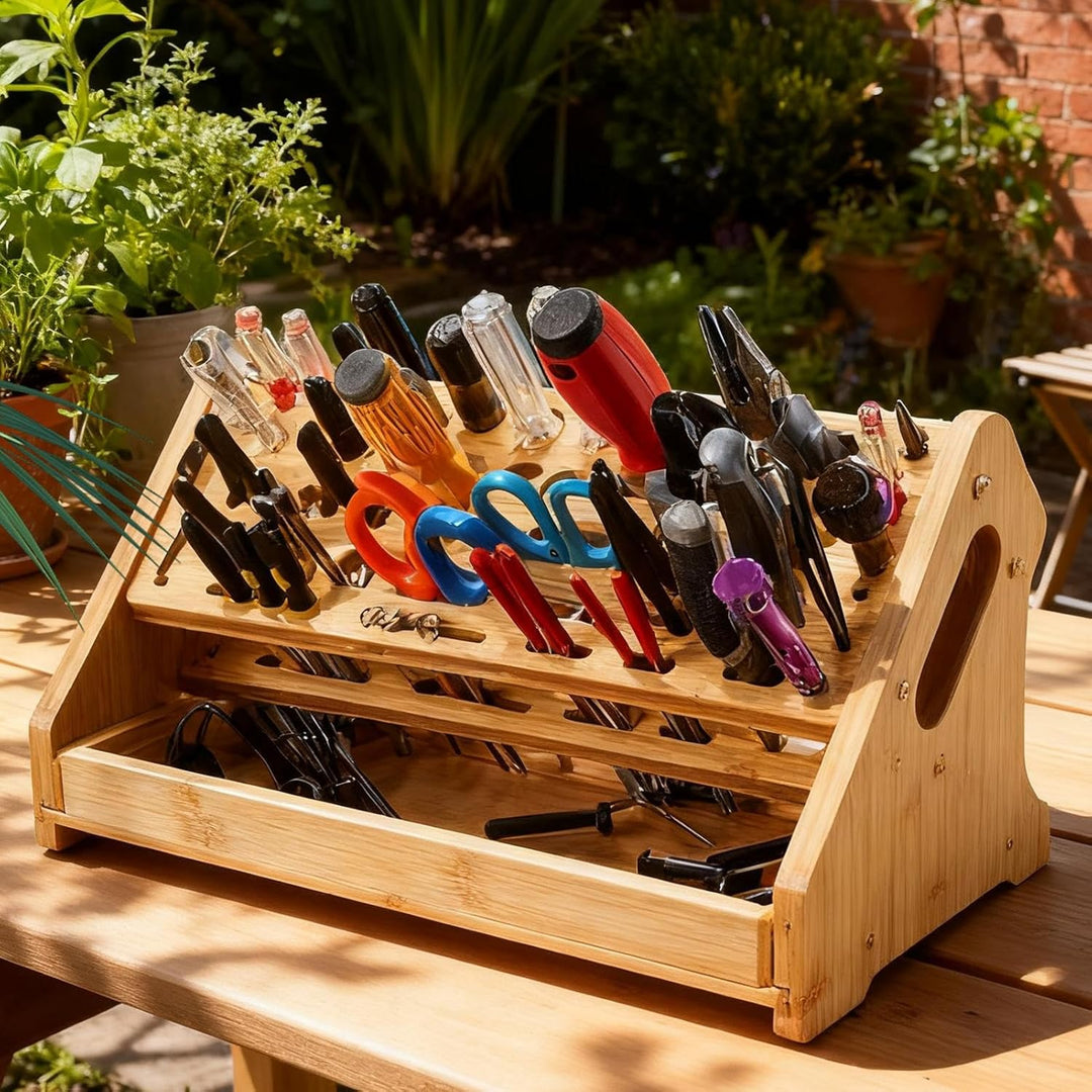 Schraubendreher Halter Organizer,Mit Tablett 53-Loch Holz Heimorganizer - Werkbank Organizer | Für H