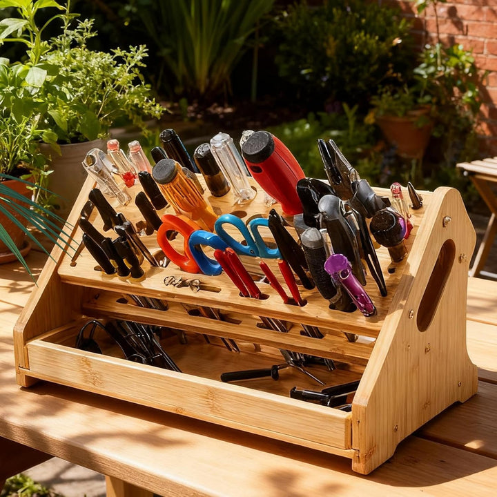 Schraubendreher Halter Organizer,Mit Tablett 53-Loch Holz Heimorganizer - Werkbank Organizer | Für H