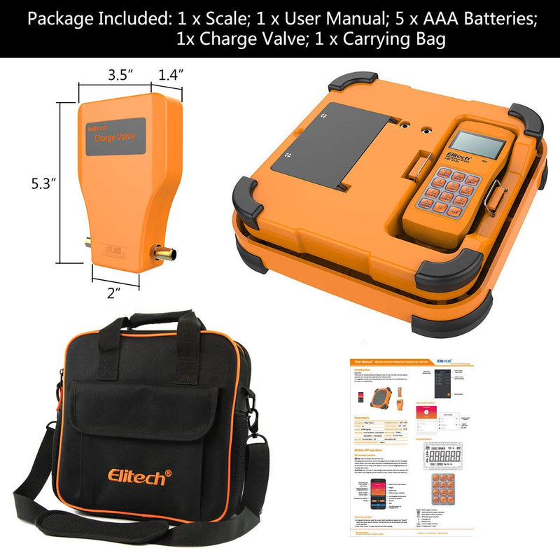 Elitech 150KG HVAC Kältemittelwaage LMC-310A,R134a R410a AC Digital Refrigerant Scale Über Bluetooth