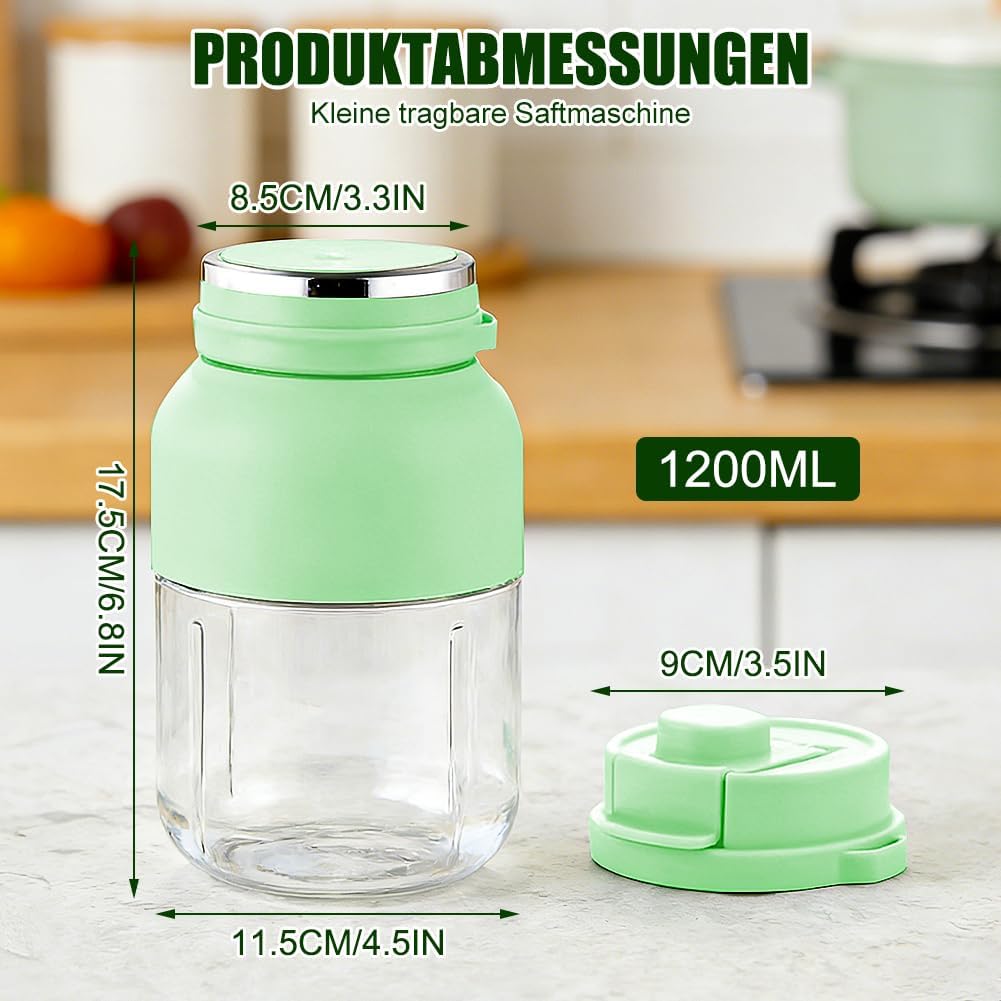 Fresh Juice Mixer Flasche, Smoothie Maker to Go, 1200 ml Flaschenmixer mit 38 Klingen, Tragbarer Mix