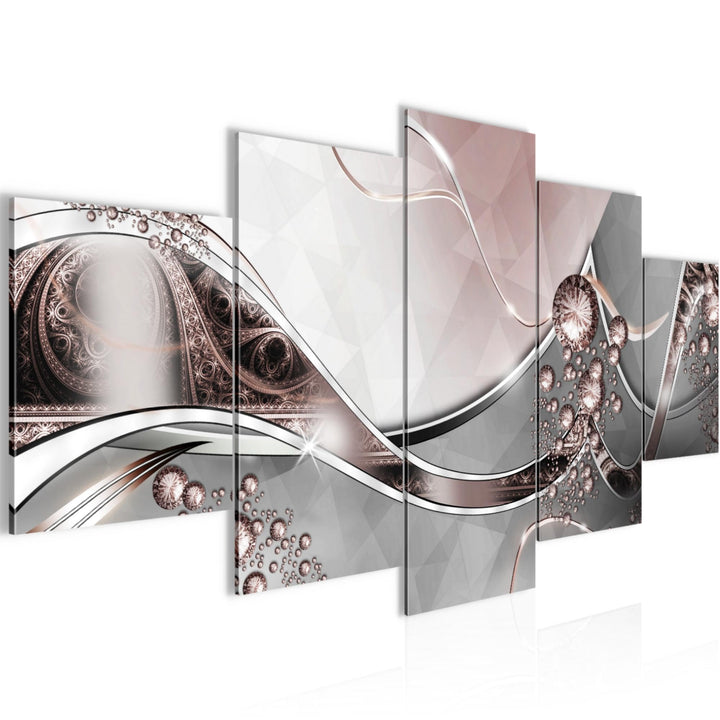 Runa Art - Bilder Abstrakt 200 x 100 cm 5 Teilig XXL Wanddekoration Design Grau Rosa 109151a 200 x 1