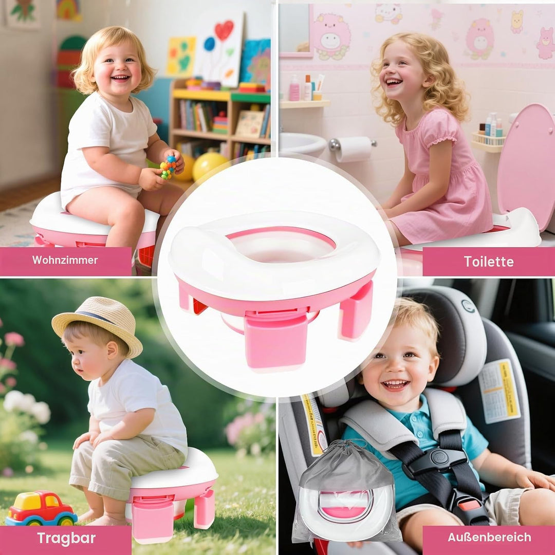 Toilettensitz Kinder,Töpfchen Training Sitze,Töpfchen für Unterwegs,Reisetöpfchen mit 20 Stück Töpfc