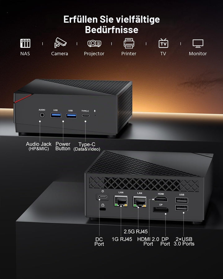 NiPoGi AM06 PRO Mini PC 32GB DDR4 1024GB M.2 SSD, АMD Ryzen 7 5825U(8C/16T, bis zu 4,5 GHz) Mini Des