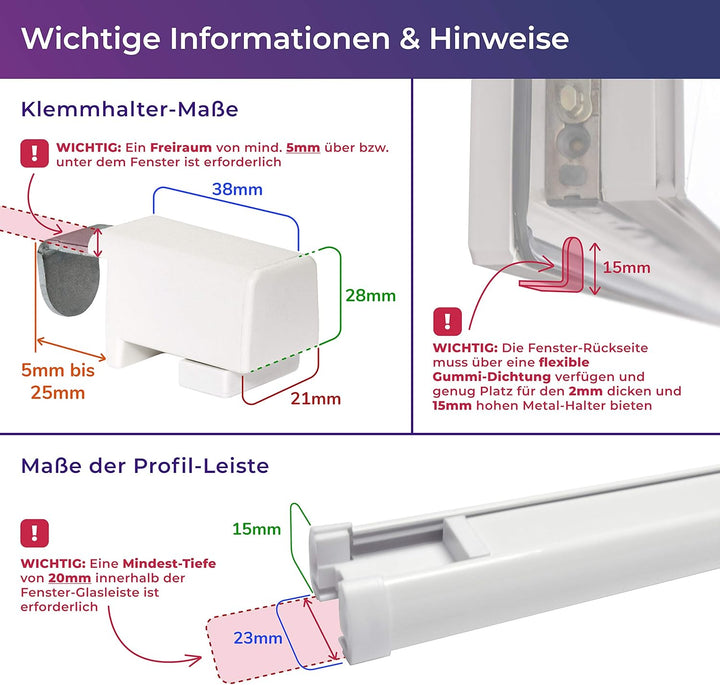 SchattenFreude Klemmfix-Plissee für Fenster | Mit Klemm-Haltern | Ohne Bohren | Reinweiss, Breite: 1