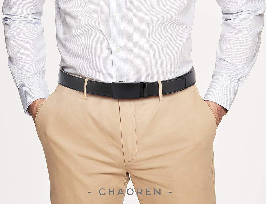 CHAOREN Gürtel Herren, Automatik Ledergürtel Herren 35mm ohne Löcher Taille 100-110cm (Gesamtlänge 1