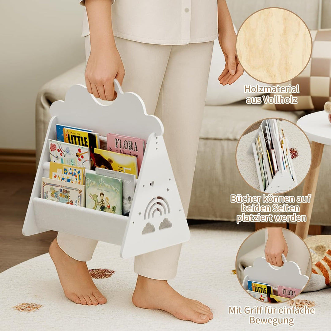 Kinder Bücherregal Holz,Montessori Bücherregal Kinder, Bücherkiste Kinder für Leseecke, Babyzimmer,