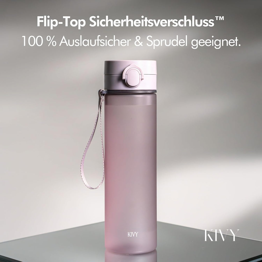 KIVY Tritan Trinkflasche 1l - Kohlensäure geeignet & Auslaufsicher - Für Sport, Schule & Büro - Spor