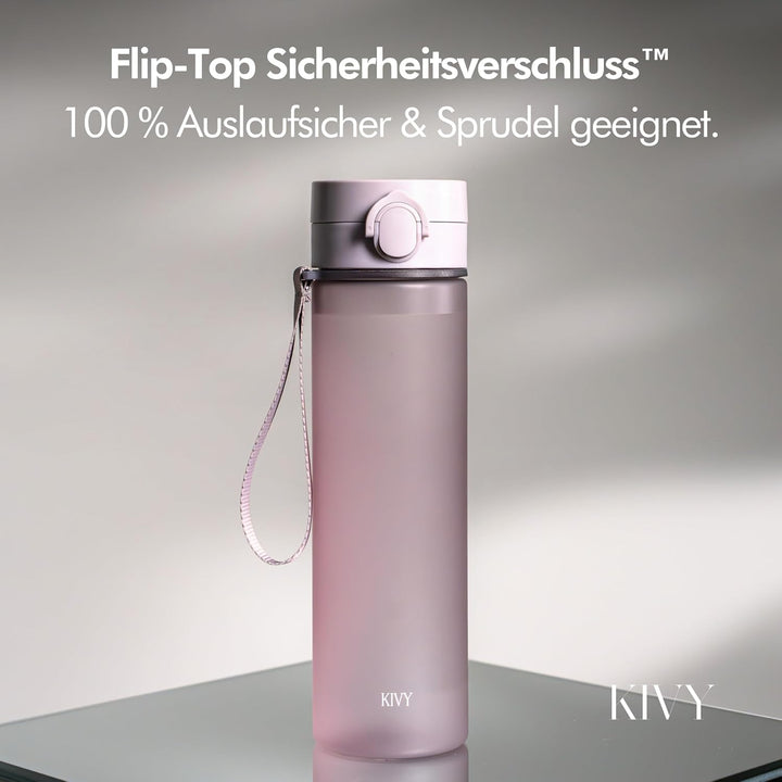 KIVY Tritan Trinkflasche 1l - Kohlensäure geeignet & Auslaufsicher - Für Sport, Schule & Büro - Spor