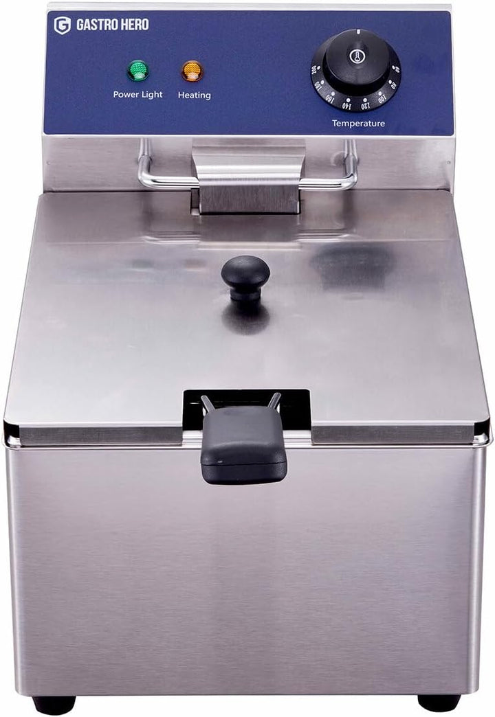 GastroHero Elektro Fritteuse 6L I Edelstahl-Fritteuse mit Thermostat und Überhitzungsschutz I Kompak