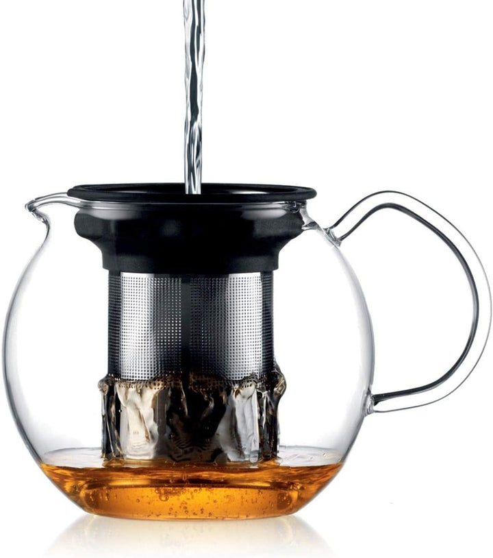 Bodum 1802-16 assam Teebereiter, (French Press System, PermanentEdelstahlfilter,Glasgriff),1,5L,shin