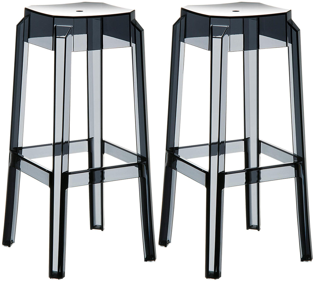 CLP 2er Set Barhocker FOX Aus Kunststoff I 2 x Stapelbarer Hocker Mit Fussstütze, Farbe:schwarz, Sch
