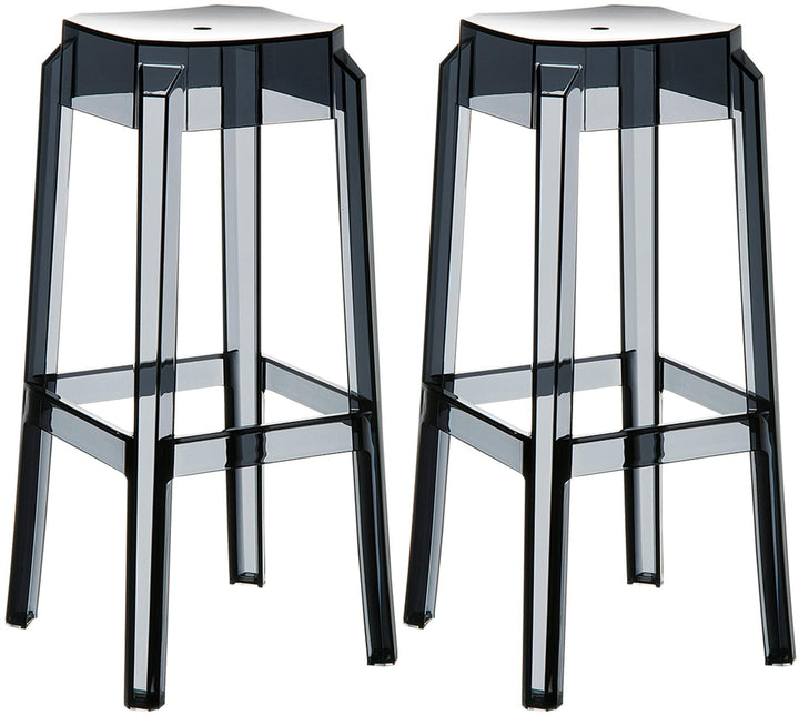 CLP 2er Set Barhocker FOX Aus Kunststoff I 2 x Stapelbarer Hocker Mit Fussstütze, Farbe:schwarz, Sch