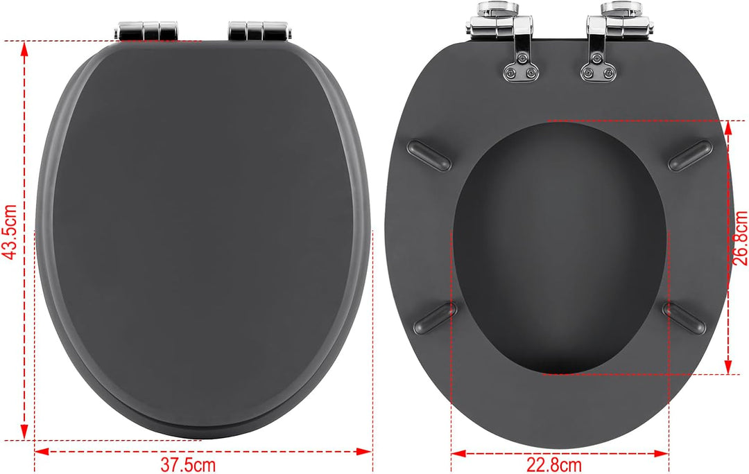 eSituro Toilettendeckel mit Absenkautomatik Holz, WC Sitz mit Quick-Release-Funktion für leichte Rei