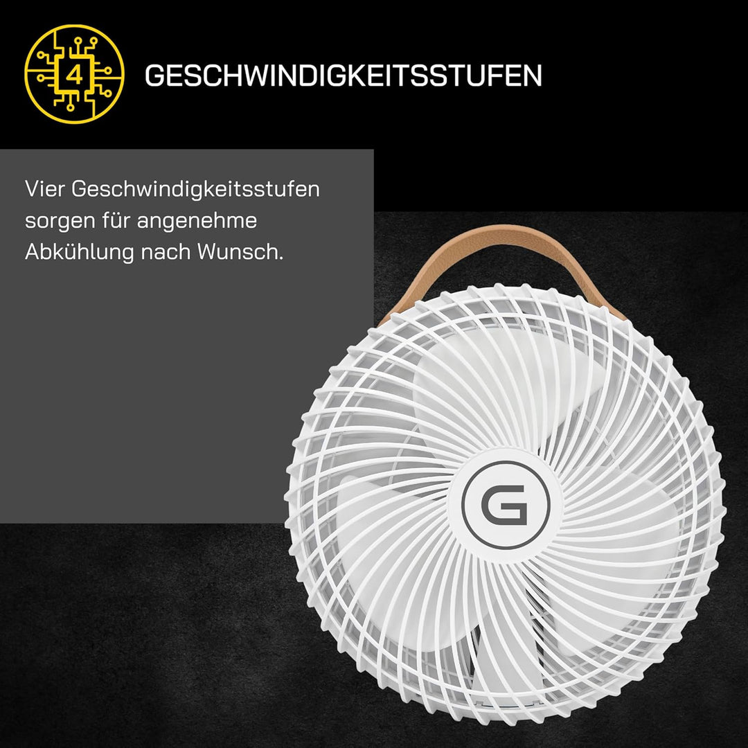 Gutfels Akku-Stand-, Tisch-Ventilator VENTI 3030 R | Lithium Ionen Akku 10.000 mAh | Touchbedienung