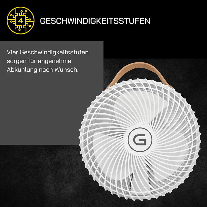 Gutfels Akku-Stand-, Tisch-Ventilator VENTI 3030 R | Lithium Ionen Akku 10.000 mAh | Touchbedienung