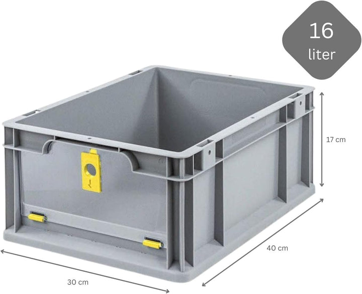 SuperSparSet 10x Eurobox NextGen Insight Cover | HxBxT 17x30x40 | 16 Liter | Niedrig/Gelb | Eurobehä