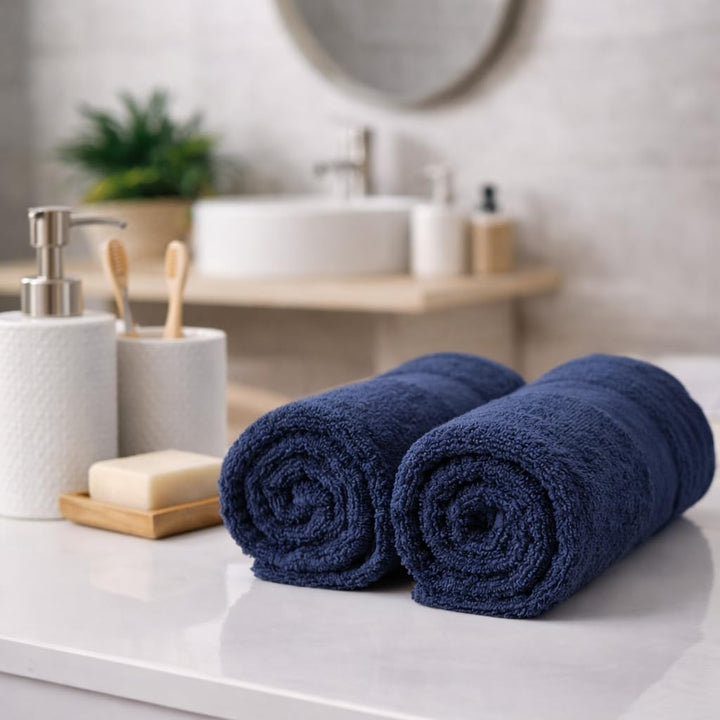Betz 4-TLG. Handtuch-Set Premium 100% Baumwolle 2 Duschtücher 2 Handtücher Farbe dunkelblau, Dunkelb