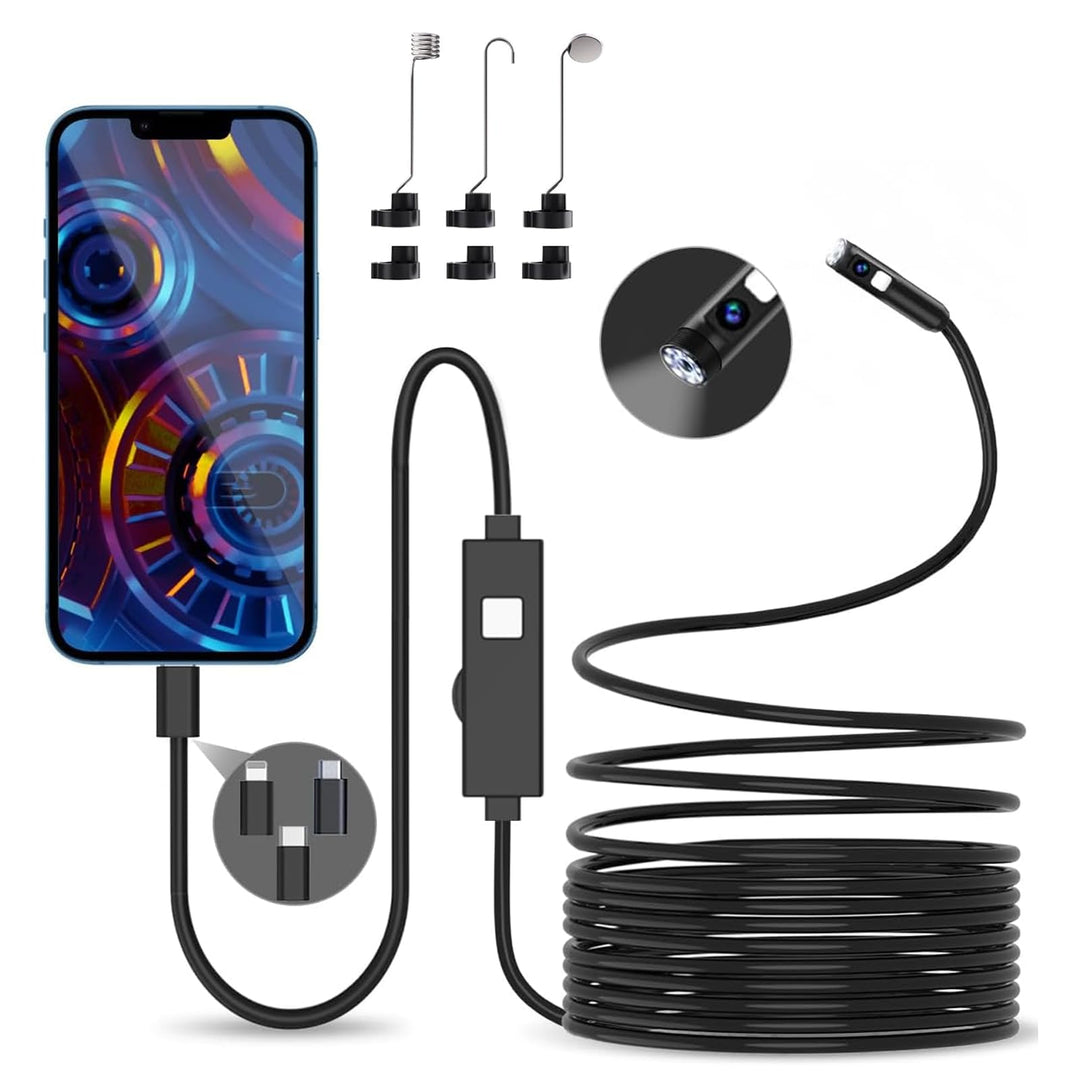 Dual Lens Endoskopkamera, 1080P HD Endoskop-Kamera mit Licht Handy Wasserdichtes Ip67 Kein WLAN Erfo