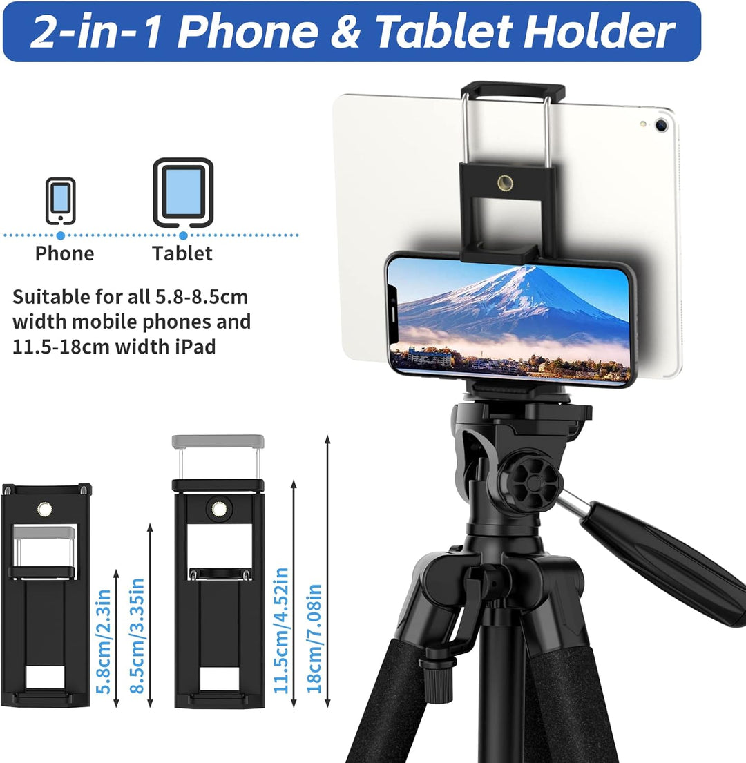MACTREM 75-Zoll-Kamerastativ für Sony Canon Nikon, leichtes Reise-Video-Aluminium-Stativ mit Handy-H
