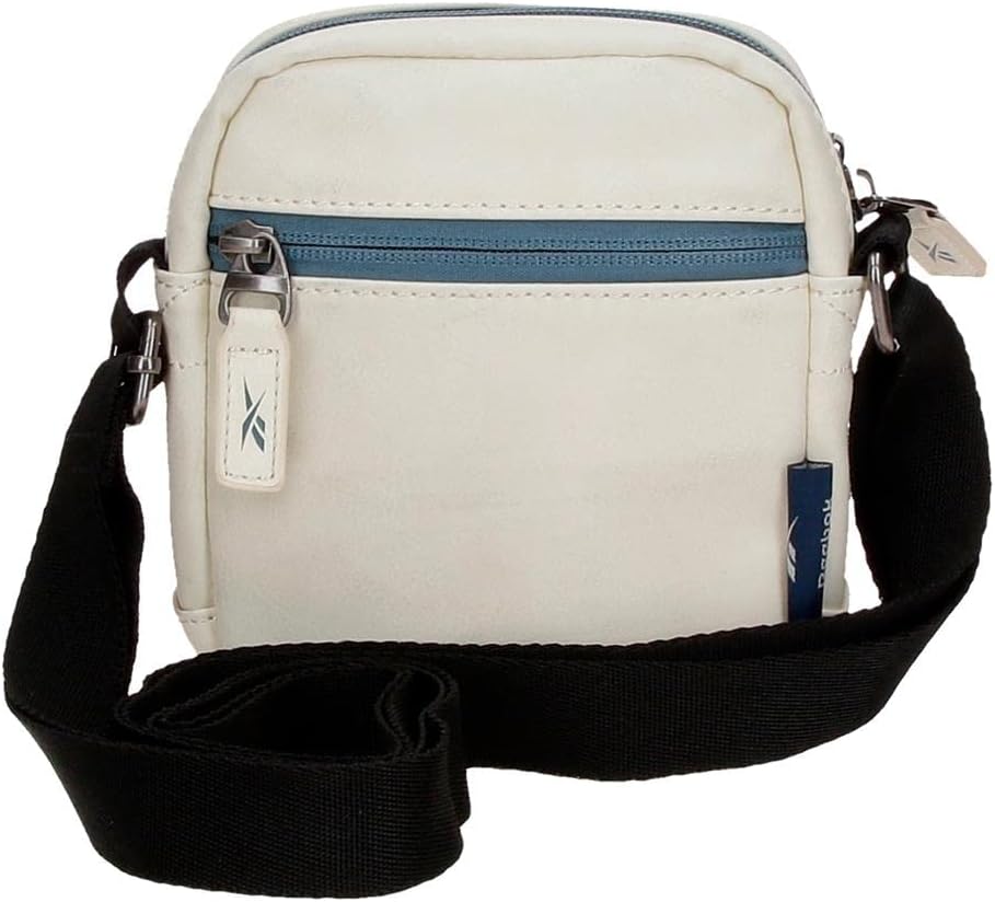 Reebok Cincinnati Umhängetasche Zwei Fächer Weiss 12x16x3,5 cm Kunstleder Bandolera Dos Compartiment