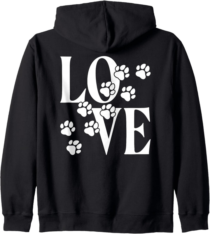 Love Hund Liebe Hundepfote Hundeliebe Fellnase Tatze Pfote Kapuzenjacke