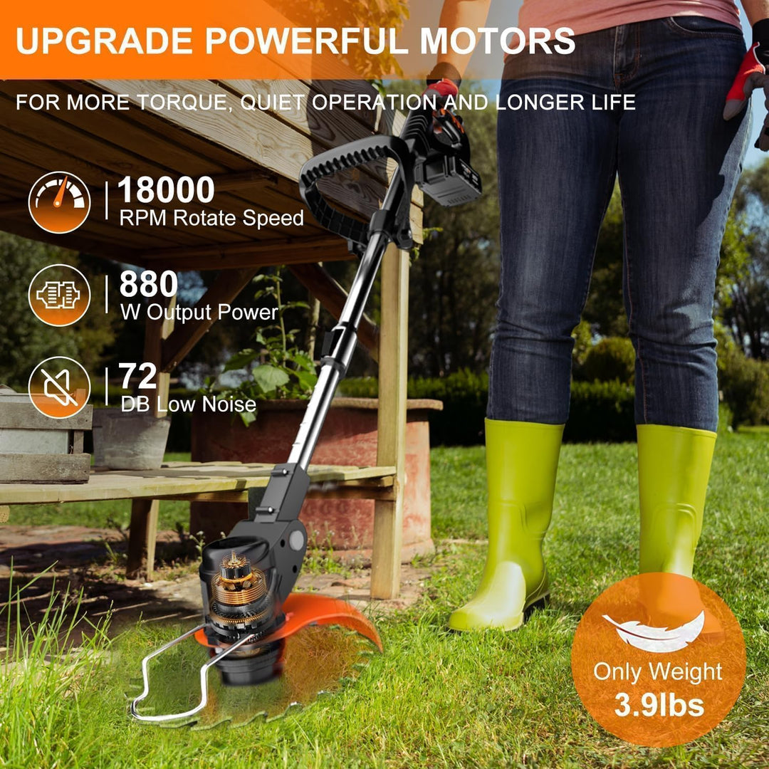 Akku Rasentrimmer mit Akku und Ladegerät, 3-in-1 Elektrischer Akku Motorsense &amp; Rasentrimmer Rasen m