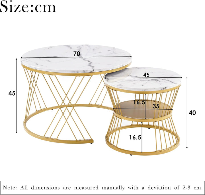 Merax Couchtisch 2er Set, Hochglanz Wohnzimmertisch mit Stauraum, Coffee Table für Wohnzimmer, Balko