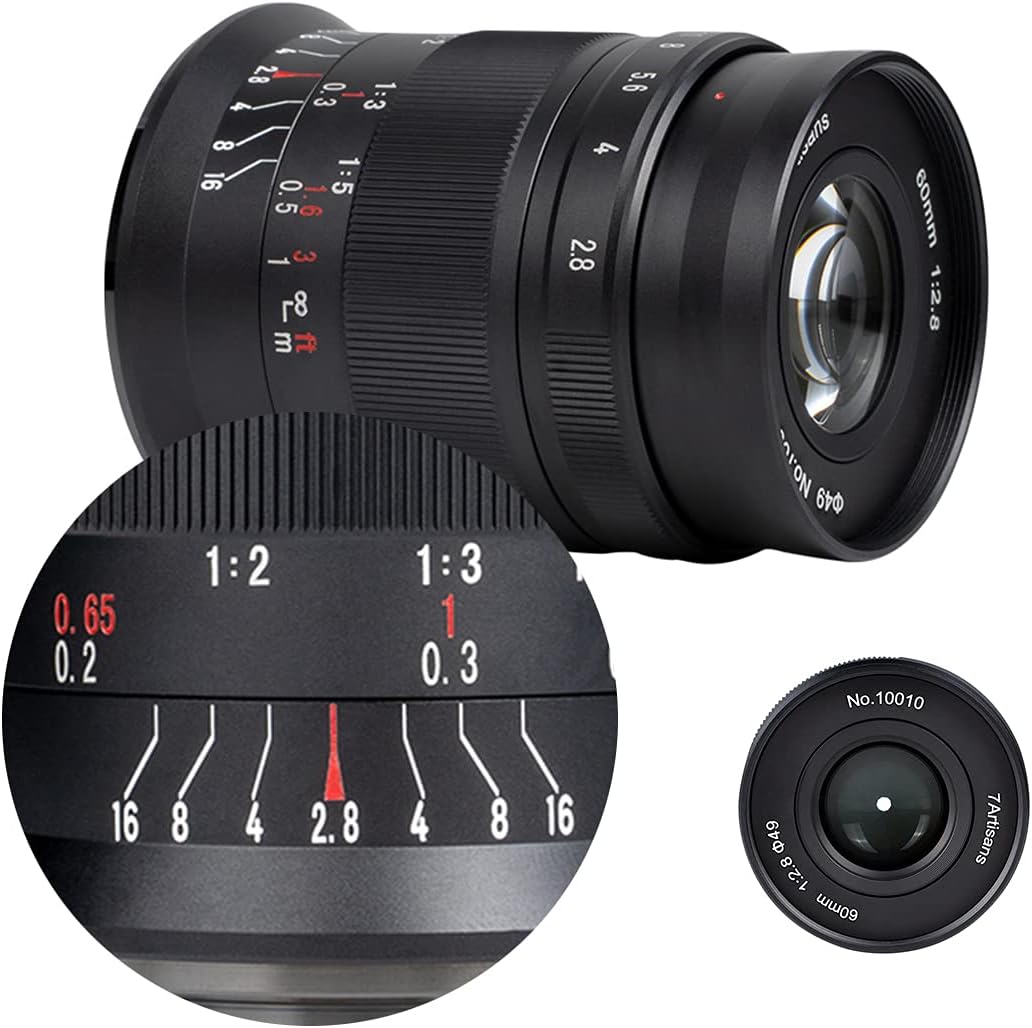7artisans 60mm F2.8 II APS-C 1:1x Super Makro Spiegelloses Kameraobjektiv Geeignet für Canon EOS-M M