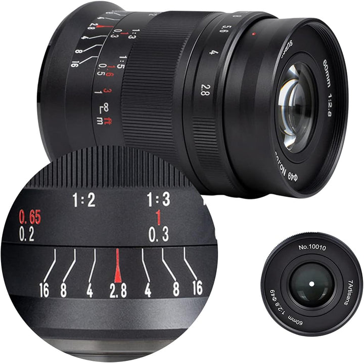 7artisans 60mm F2.8 II APS-C 1:1x Super Makro Spiegelloses Kameraobjektiv Geeignet für Canon EOS-M M