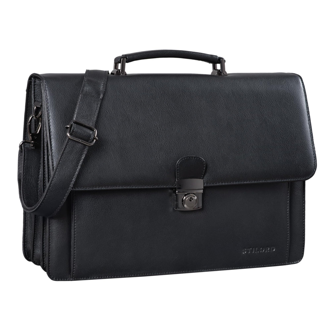 STILORD 'Angelo' Vintage Aktentasche Echtleder mit 15.6 Zoll Laptop-Fach Grosse Businesstasche mit Z