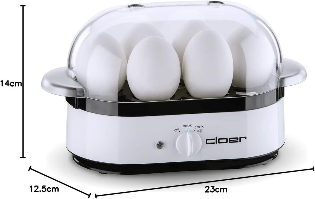 Cloer 6081 Eierkocher mit akustischer Fertigmeldung, Kunststoff, weiss
