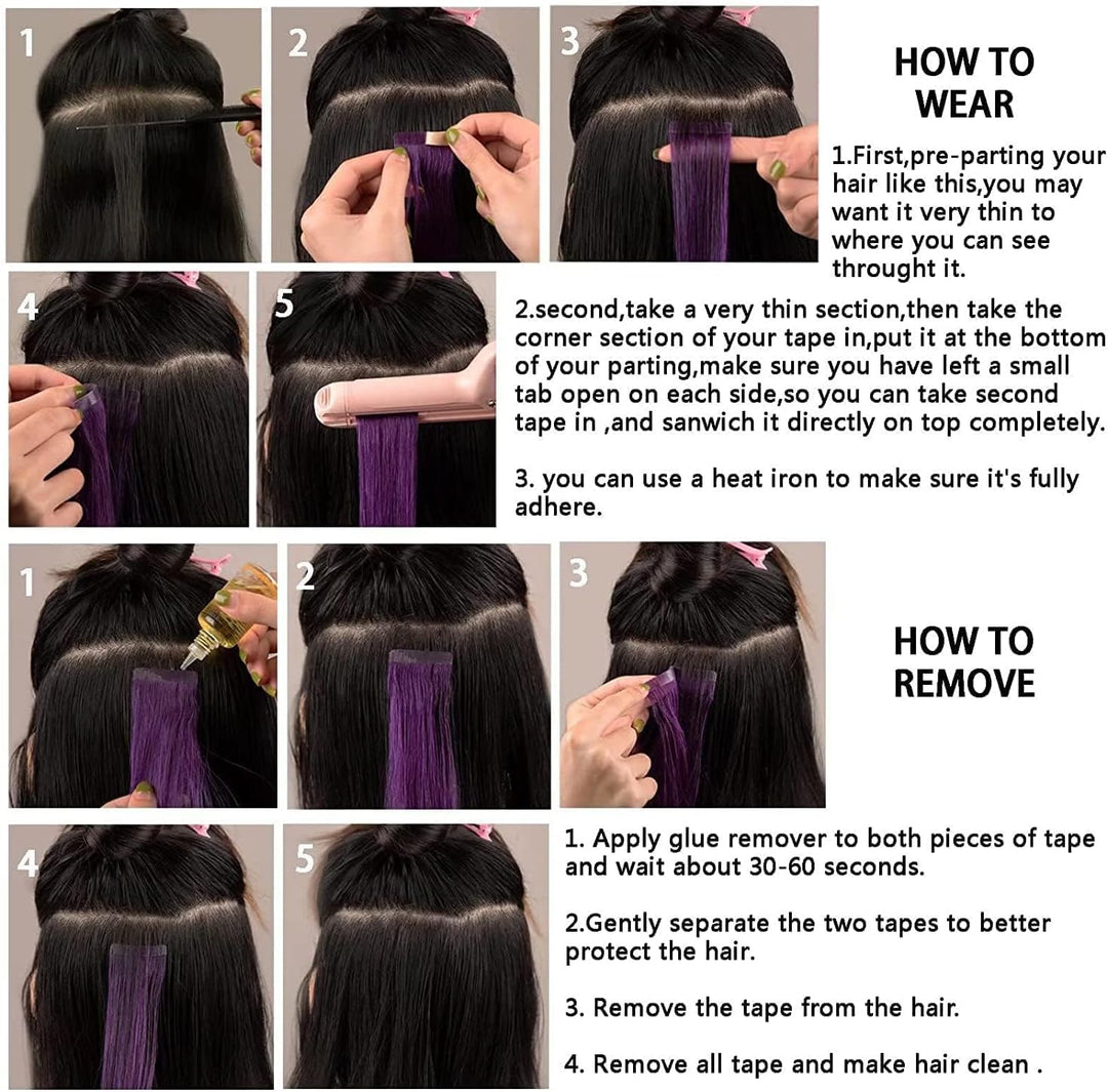 HotLulana Tape Extensions Echthaar Dunkelrotbraun Extensions Echthaar 14zoll/35cm 40g Invisible Remy