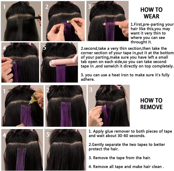 HotLulana Tape Extensions Echthaar Dunkelrotbraun Extensions Echthaar 14zoll/35cm 40g Invisible Remy