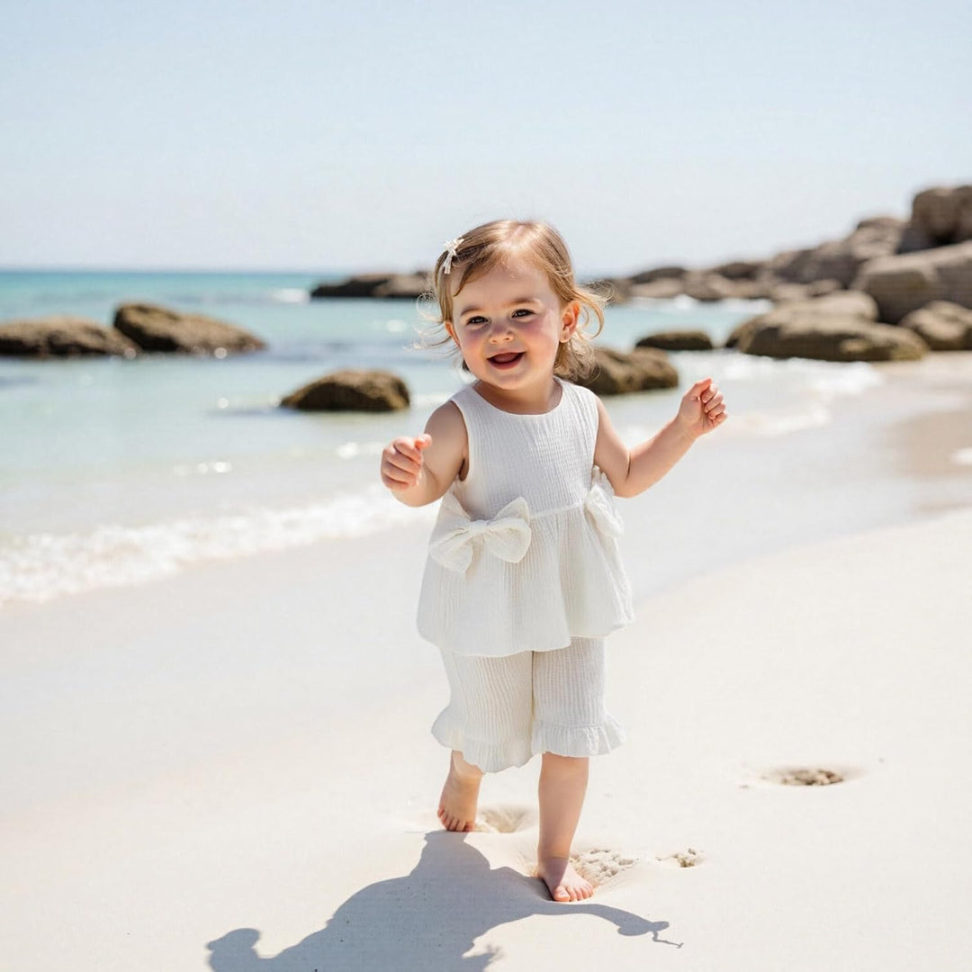 Loalirando Baby Mädchen Musselin Kleidung Set Ärmellos Oberteil + Shorts Sommer Outfits Kinderkleidu